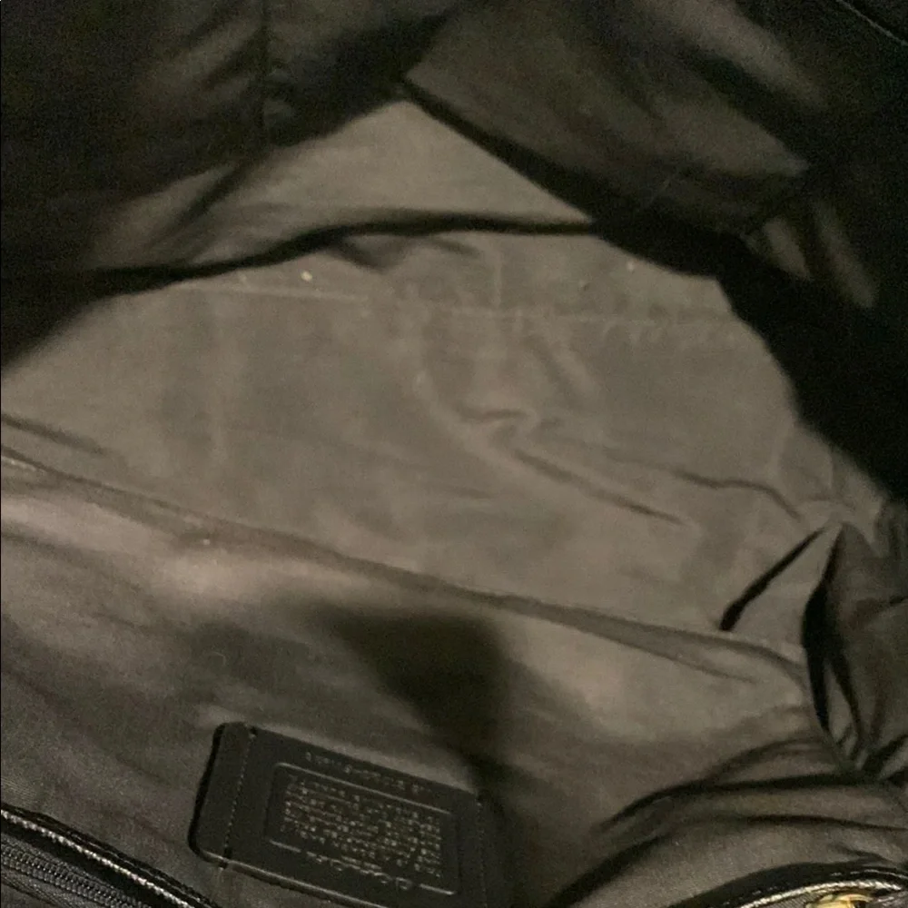 Extra Large Coach Black Leather Tote Bag gold accents EUC - Picture 9 of 14